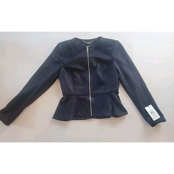DKNY Women's Peplum‎ Zip up Jacket Blue - Picture 1 of 7